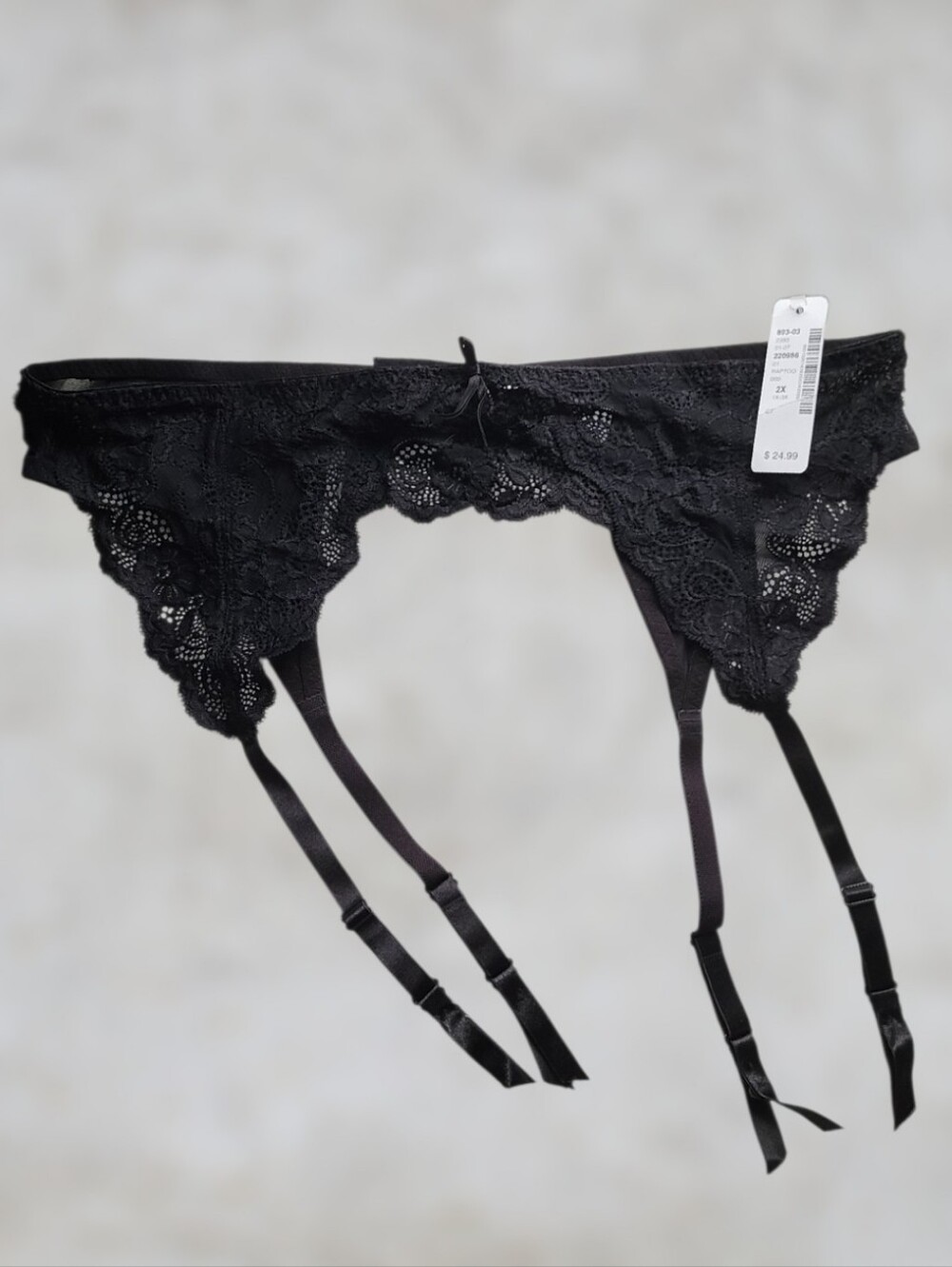🖤 NWT Addition Elle Plus Size Black Floral Lace Garter Belt (Size 2X) 🖤